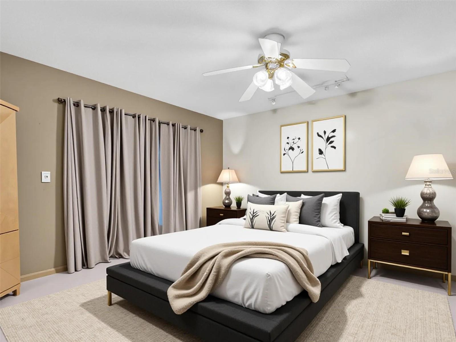 Virtual Staged Primary Bedroom