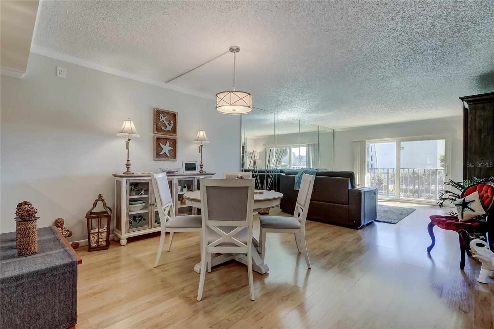 The open design Dining Area is next to the Living Room.