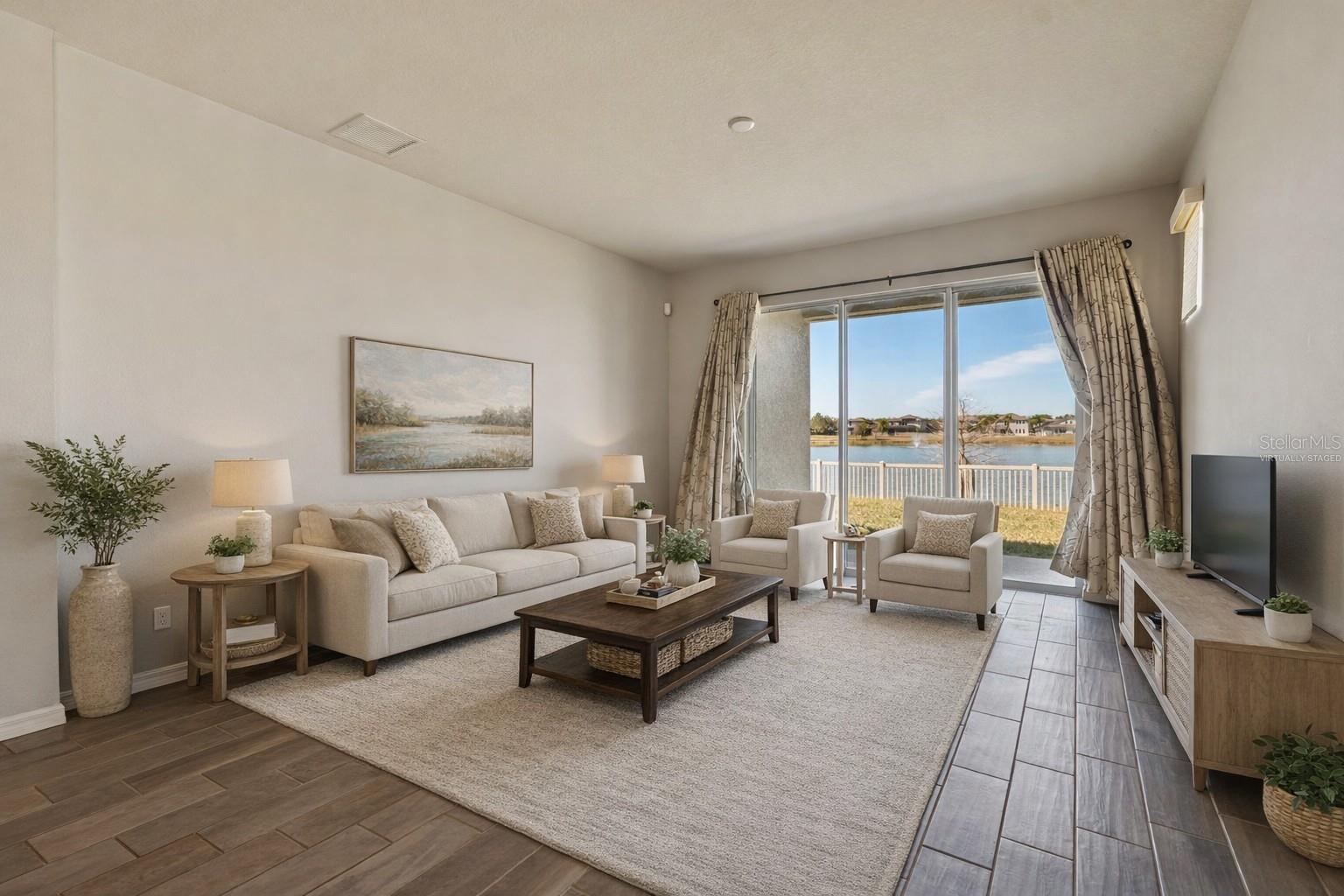 Virtually staged family room