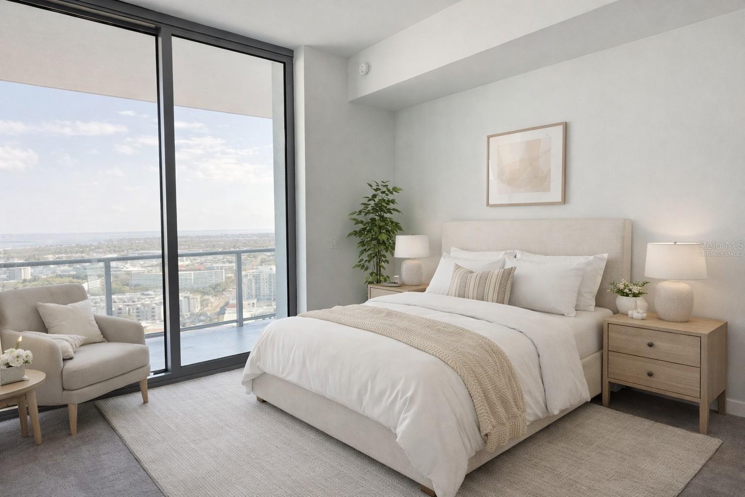 Primary Owners Suite with Access to 52' (Length) Balcony - Virtually Staged