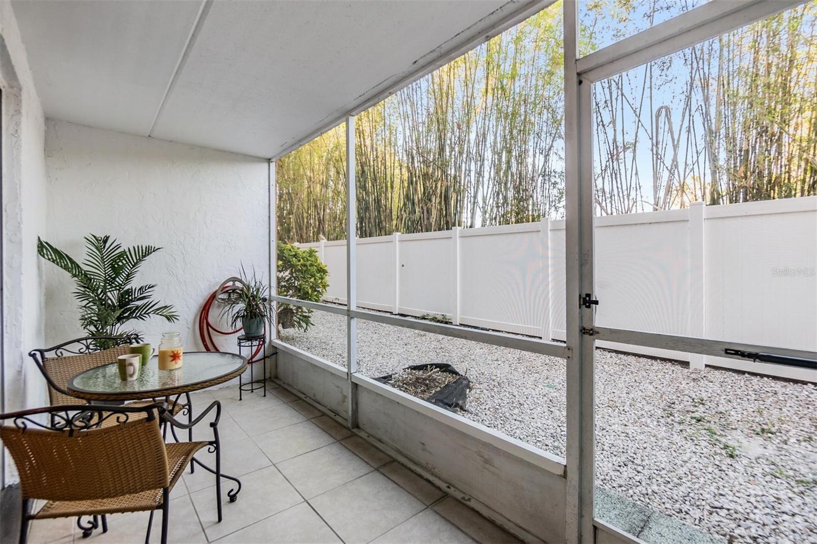 Private screened in back porch