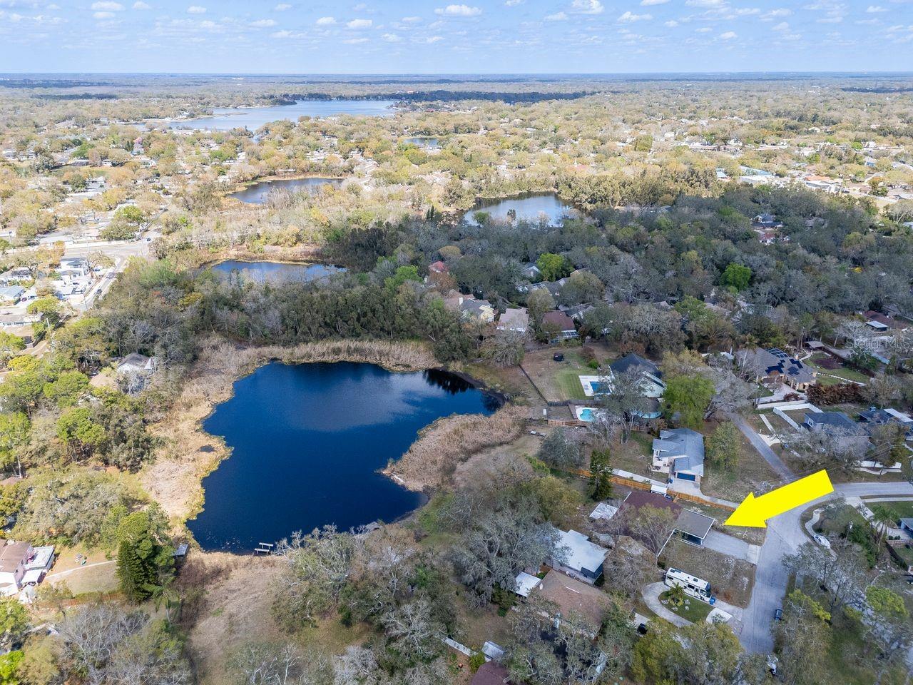 Aerial View of Home & Pond