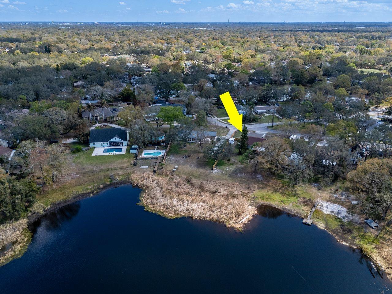 Aerial View of Home & Pond, and Oversized Lot