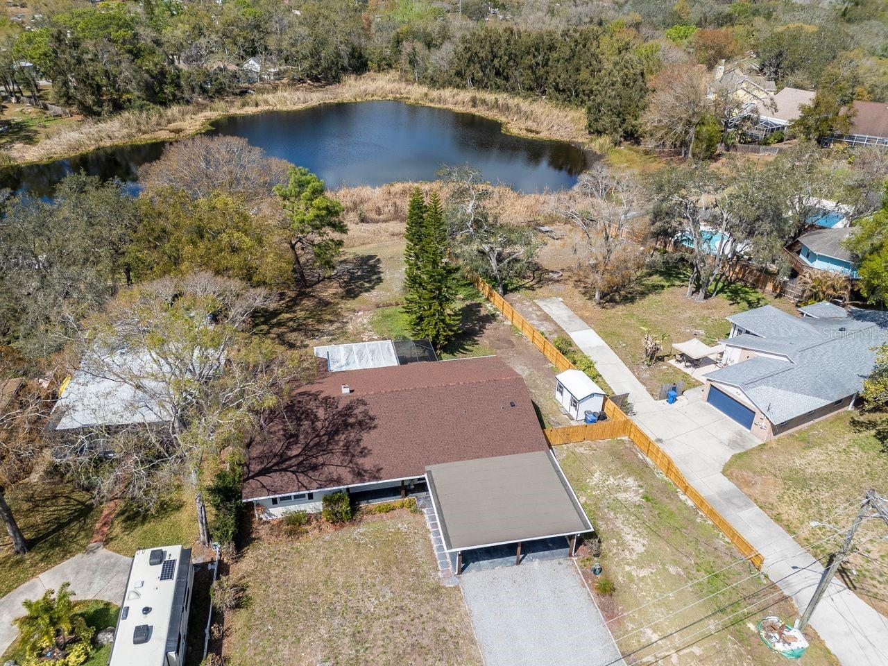 Aerial View of Home & Pond, and Oversized Lot
