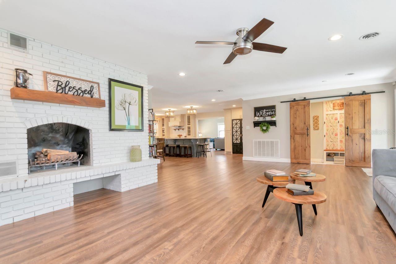 Living Room and Wood Burning Fireplace