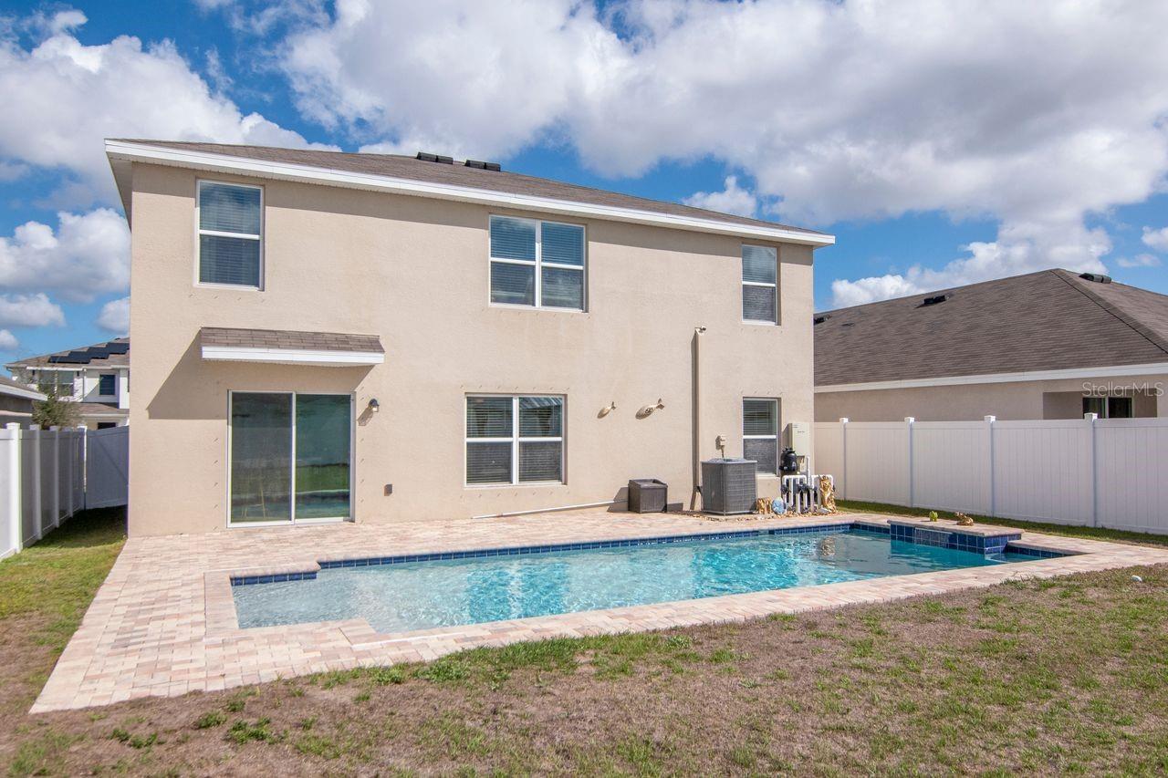 Southern Facing Rear with pool, fenced in yard and gazebo