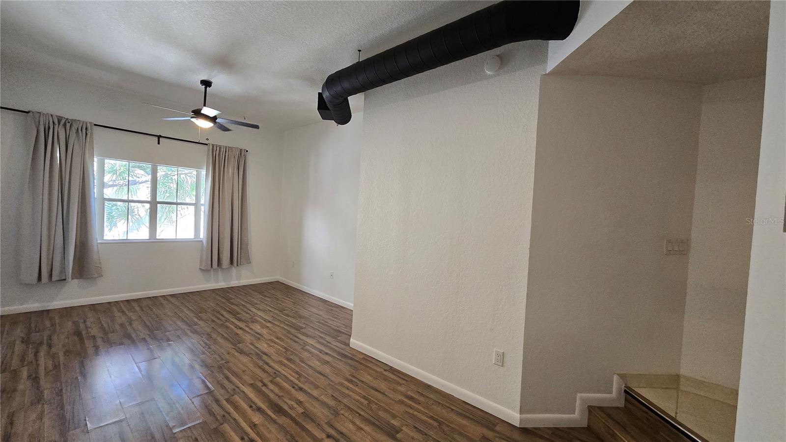 living room with high ceilings