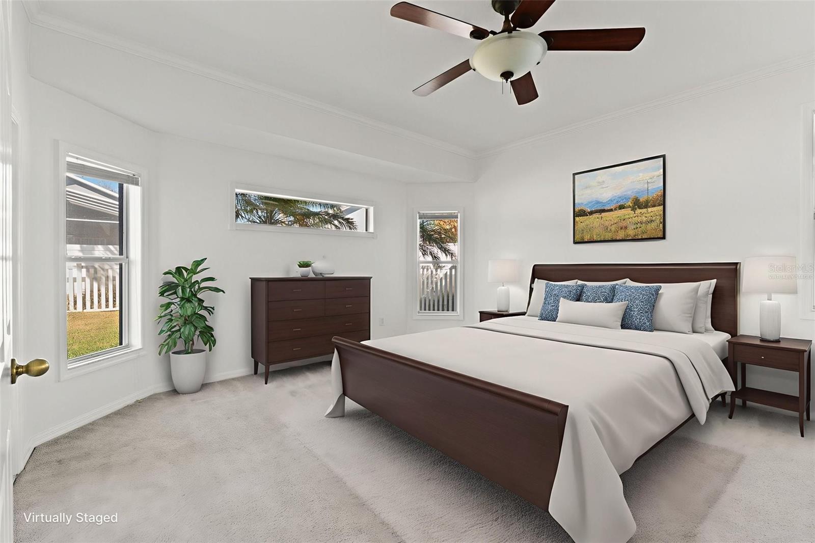 Virtually Staged. Furniture and decor shown are for illustrative purposes only. Primary Suite on The First Floor