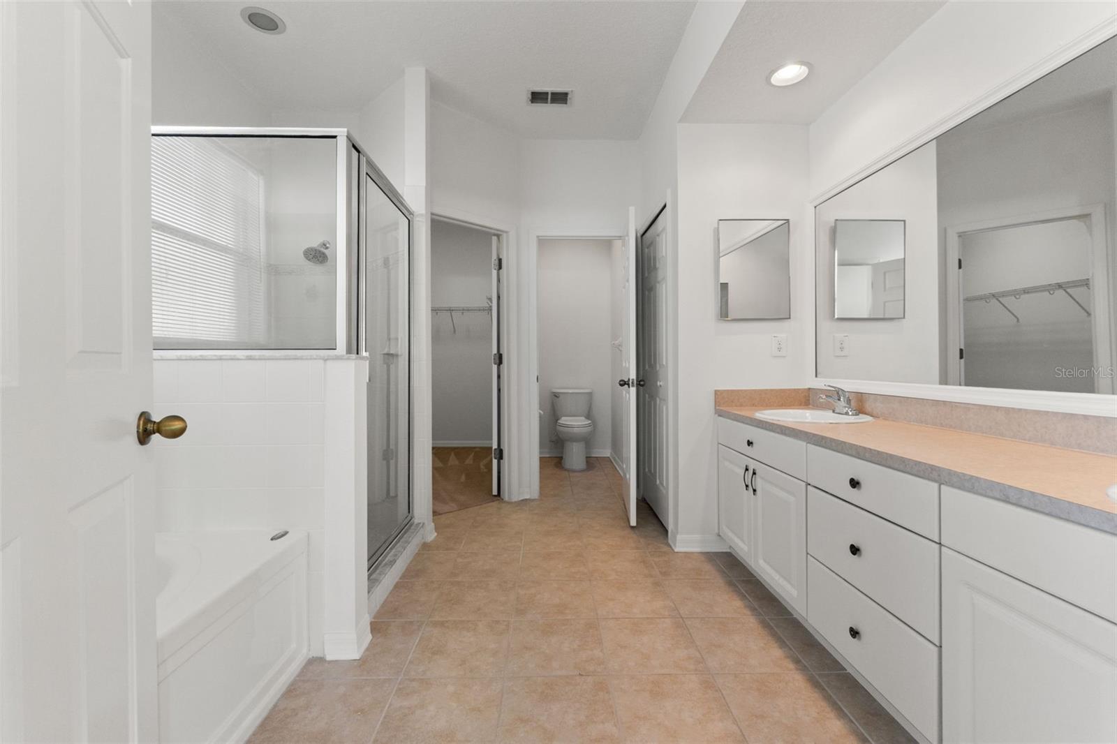 Separate Tub, Shower, Walk in Closet