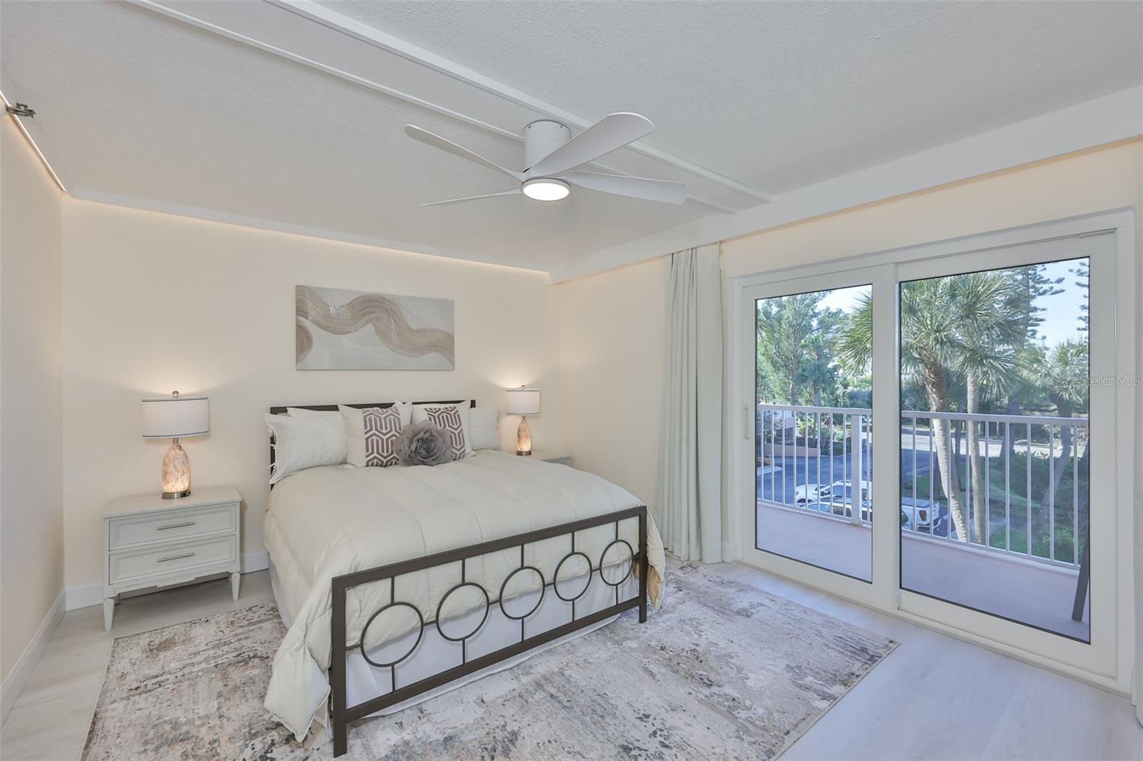 Private new sliding double doors going out to  balcony