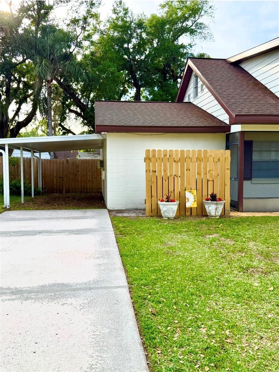 Carport and Long Driveway