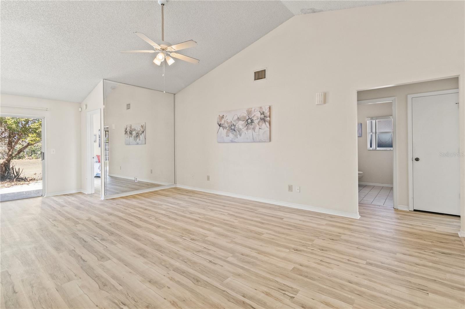 Cathedral ceilings in living room