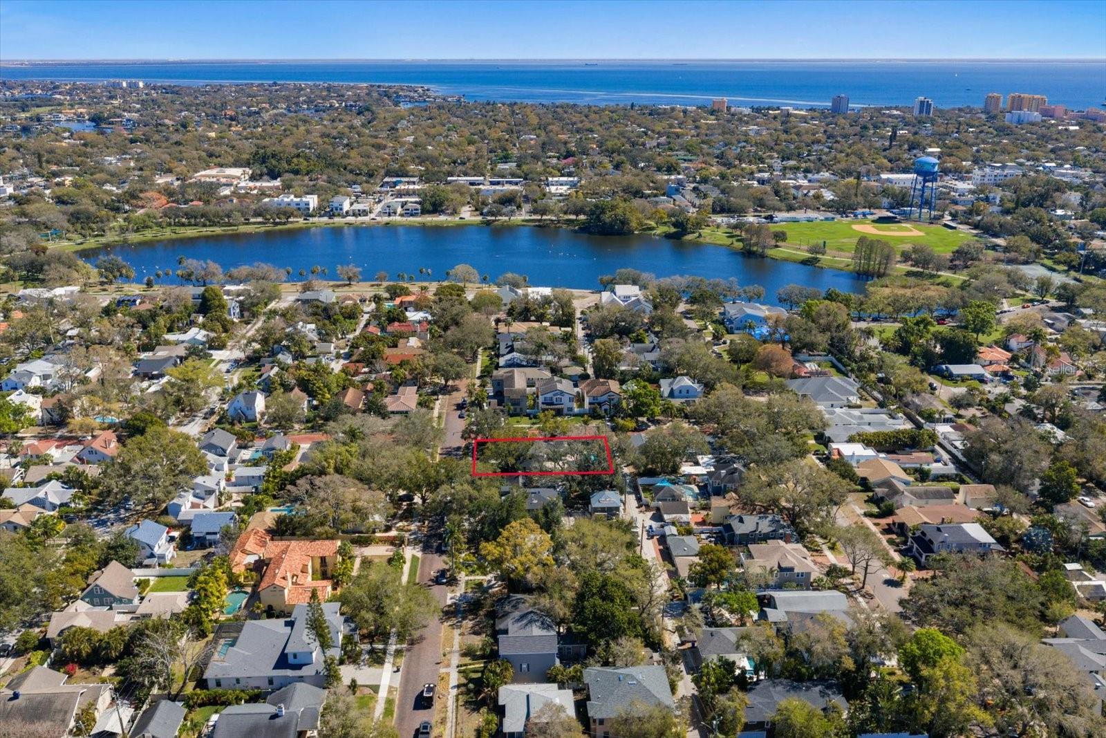 Aerial view. Close to Crescent Lake, 4th Street, Downtown St. Petersburg, and Tampa Bay