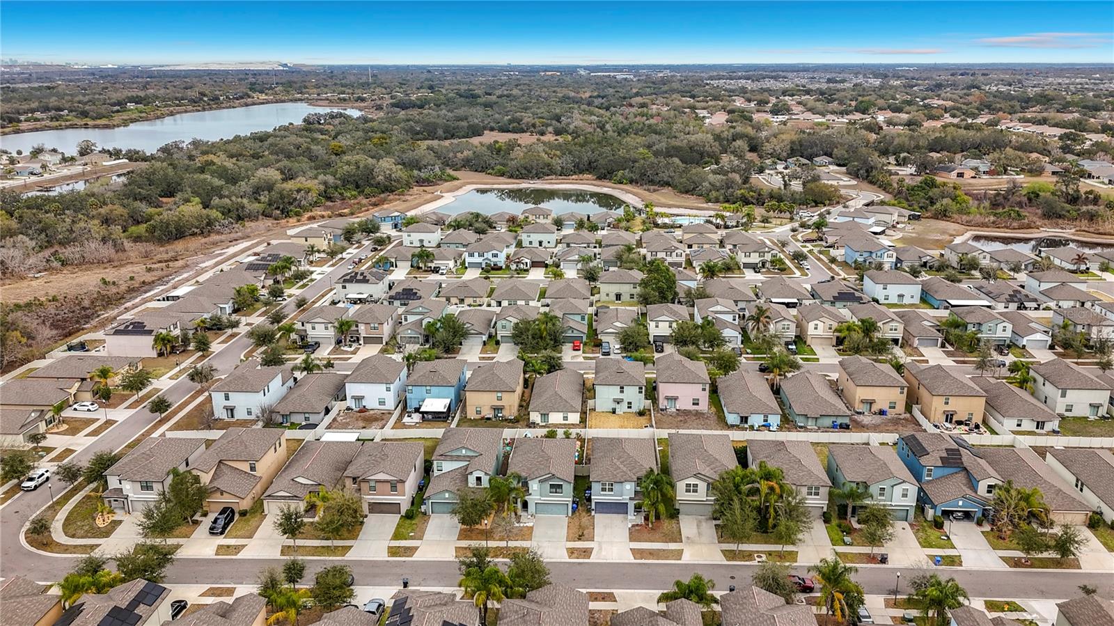 Aerial shot of neighborhood