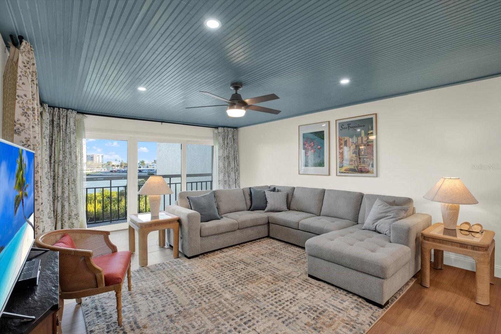 Living room with water view