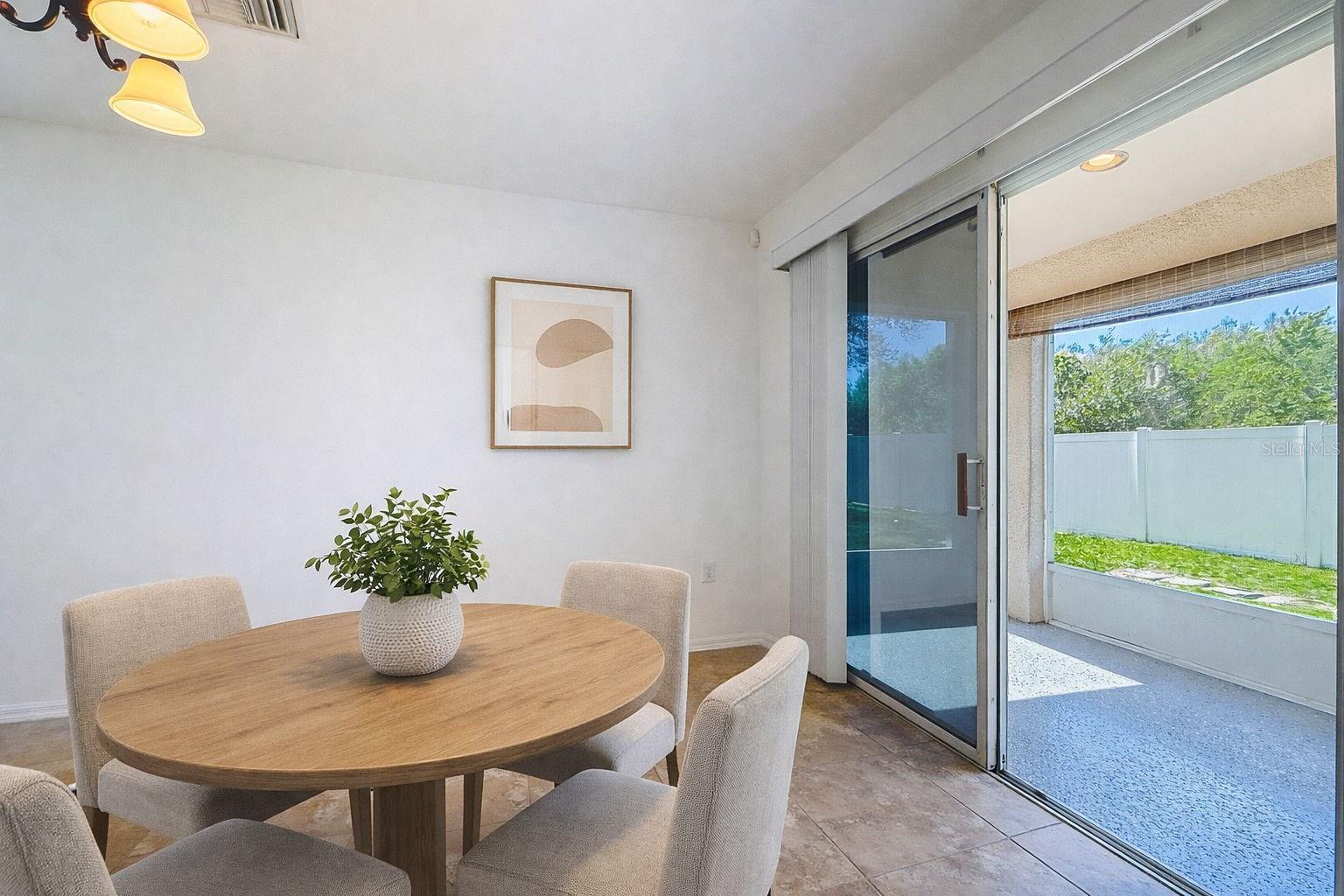 Dining area digitally staged