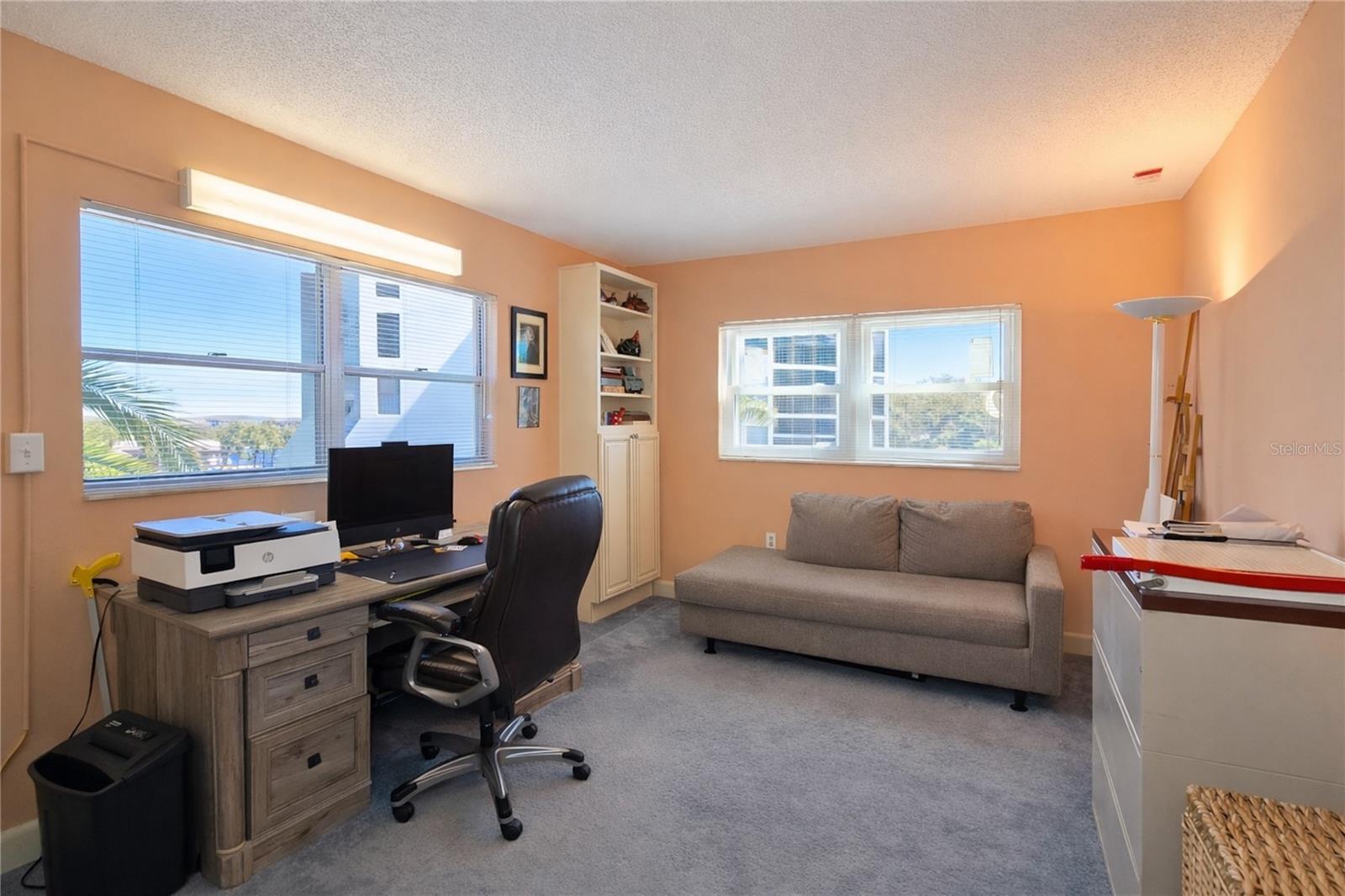 Primary Bedroom with plenty of natural lighting.  Currently being used as an office.