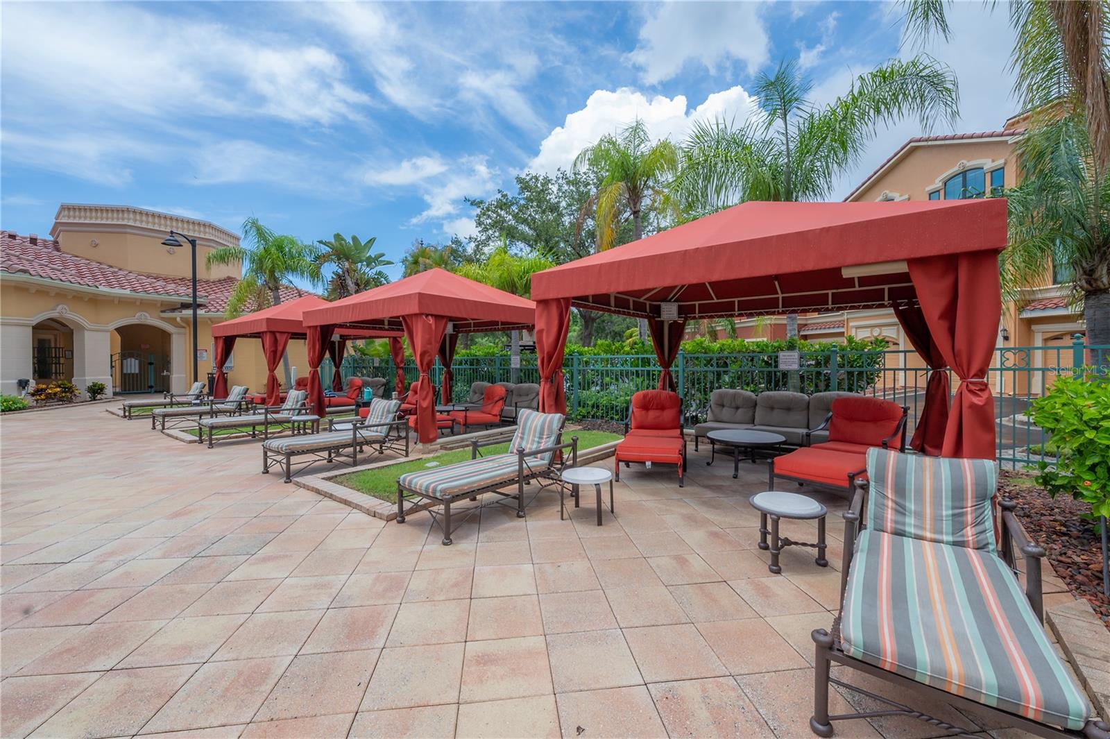 Private cabanas at the pool