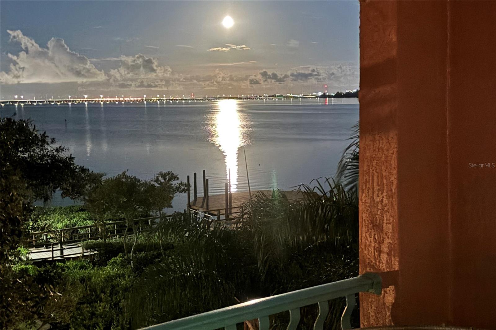 Moon reflecting on Tampa Bay from the Balcony
