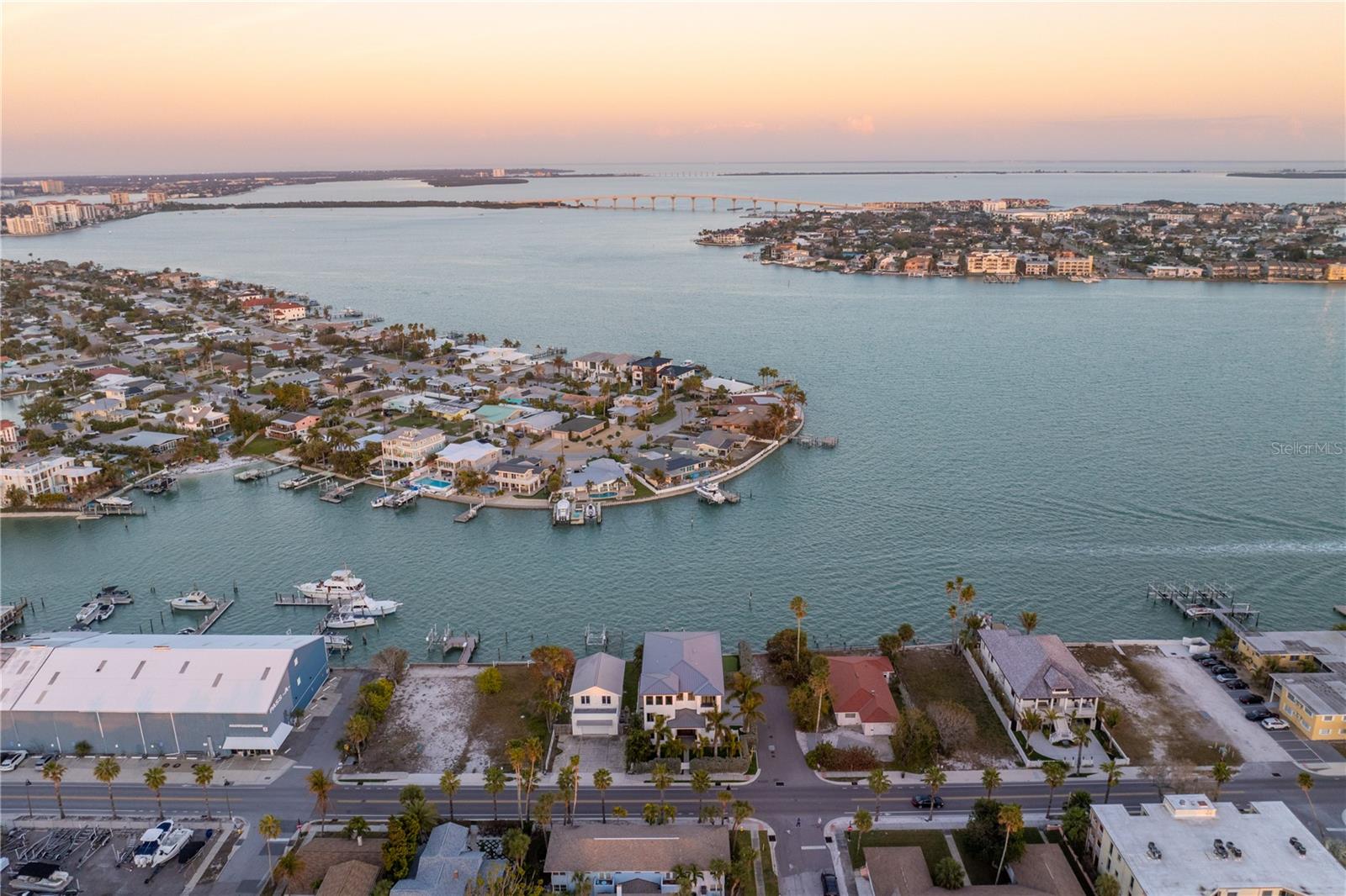 Sunset drone shot looking East