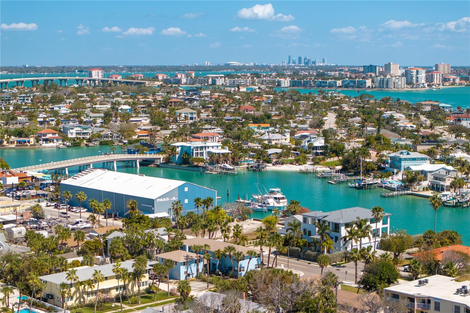 Drone photo on the home in proximity to downtown St Pete