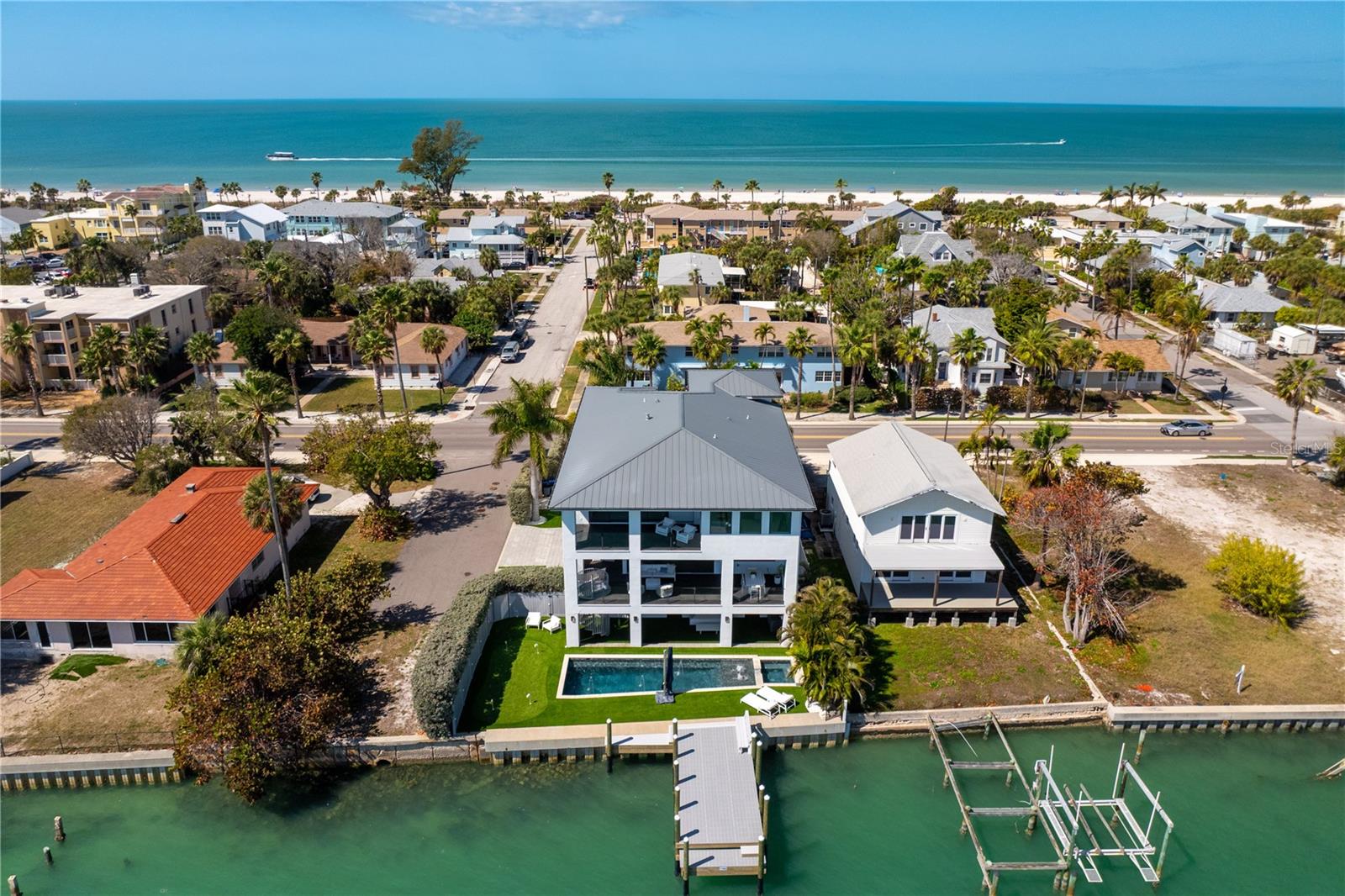 Drone photo on the home of the exterior rear