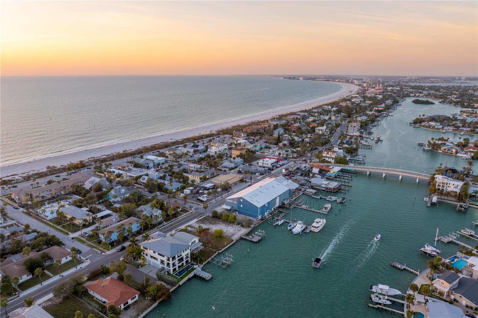Sunset drone shot looking Northwest