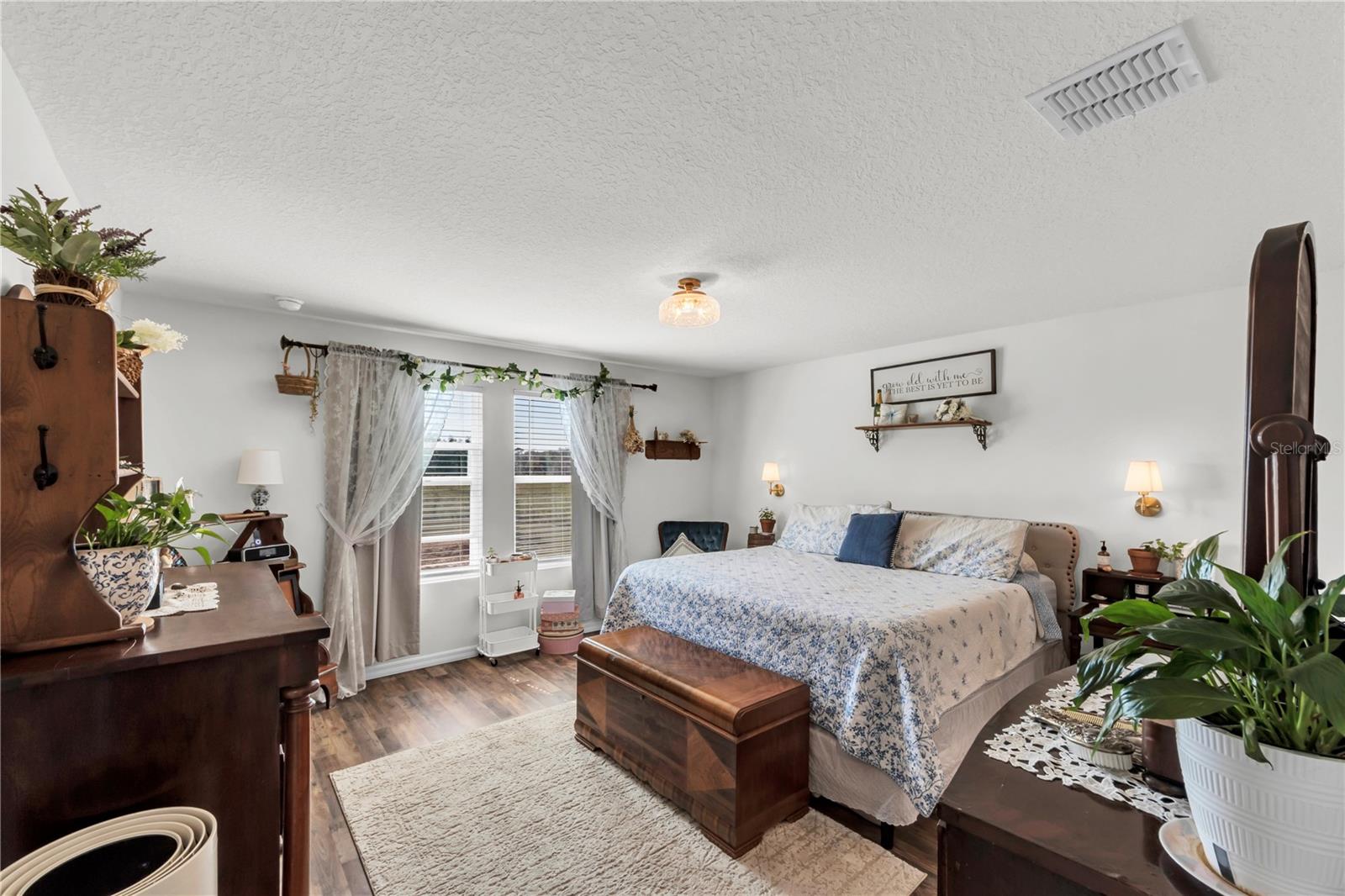 Master on the backside of the house to again the 100+ empty fields.  Sleep without the noise.