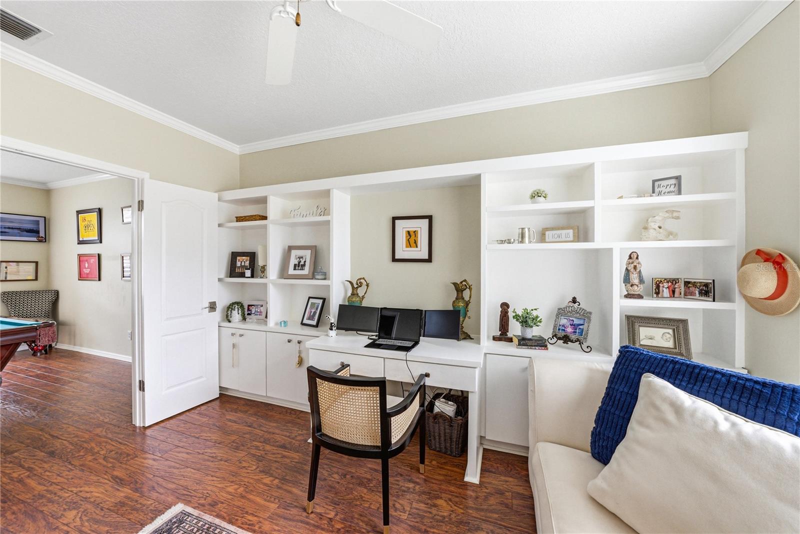 5th Bedroom/Office In Law Suite on First Floor with Built in Office Wall