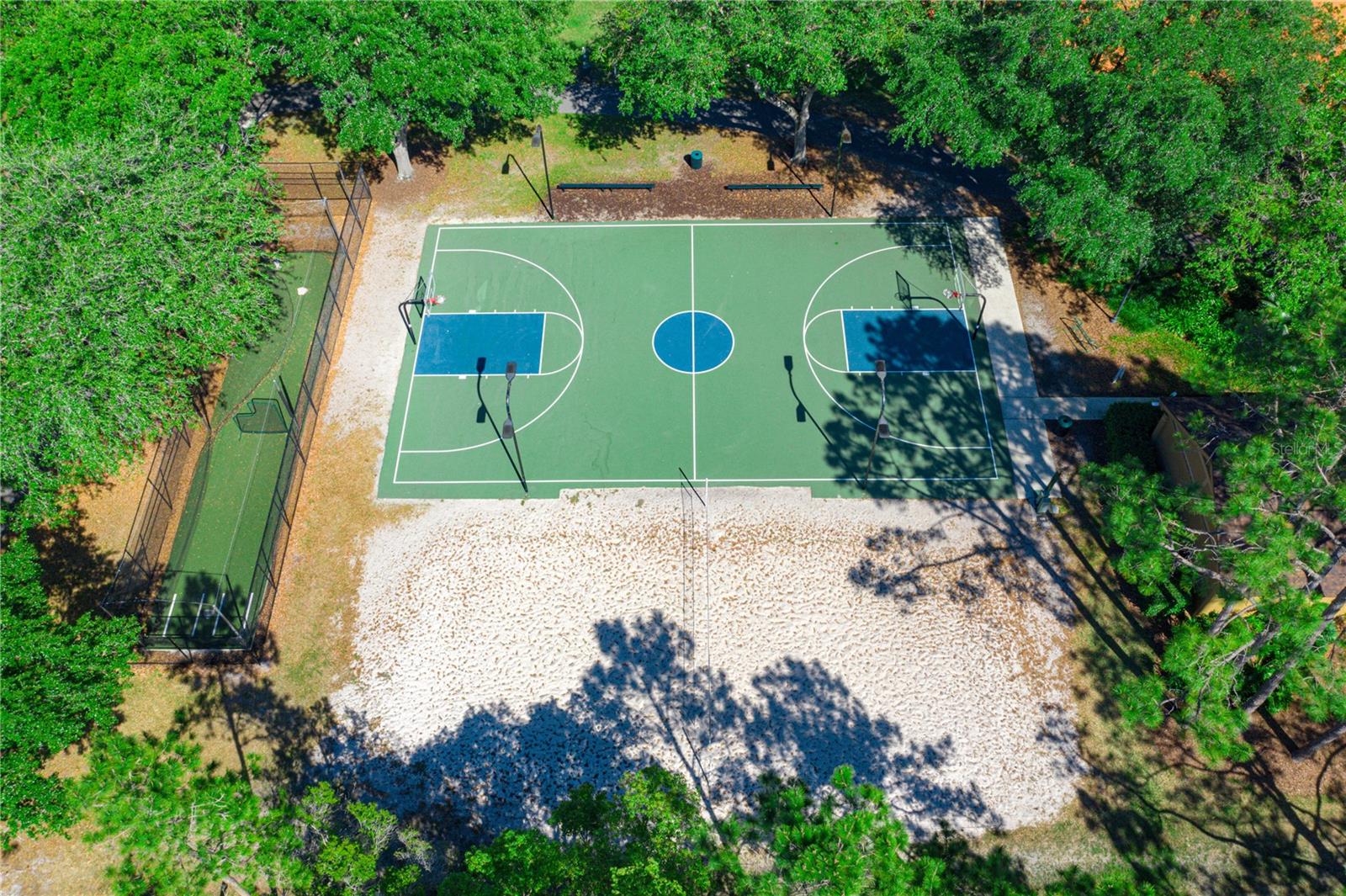 Lighted Basketball and Sand Volleyball Courts