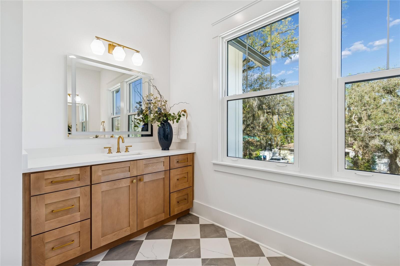 Dual Vanities with Lighted Mirrors!