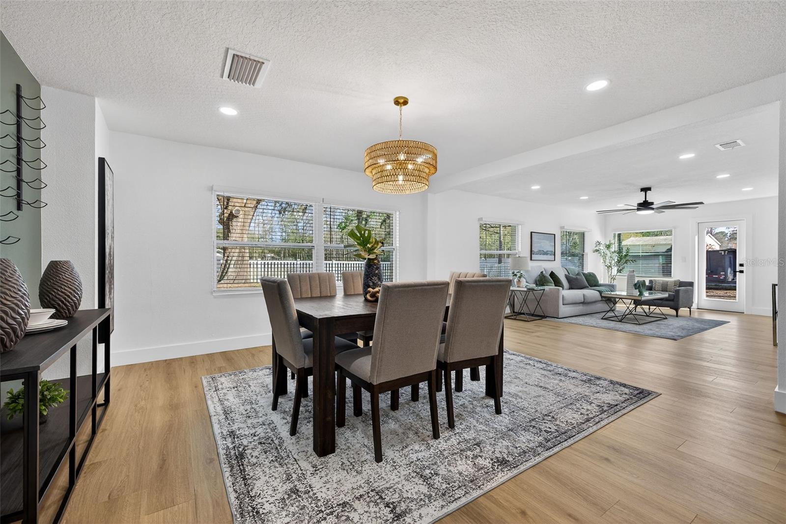 Seamless flow from living to dining and kitchen