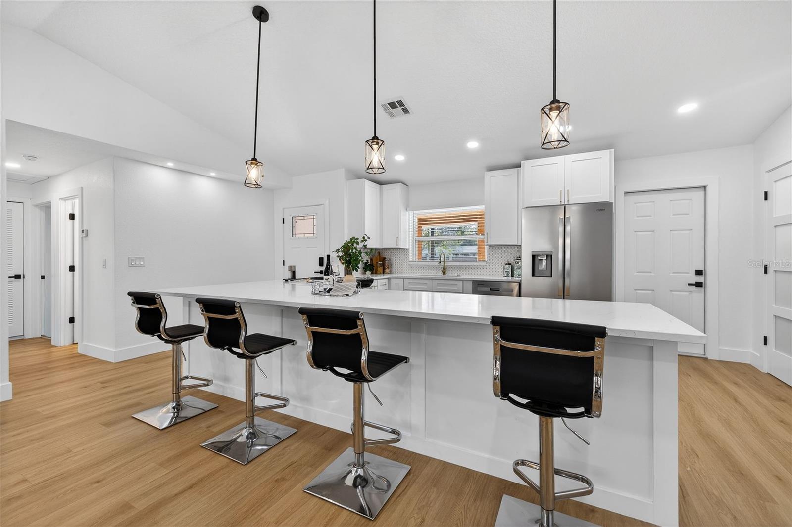 Large bar-top dining counter perfect for entertaining