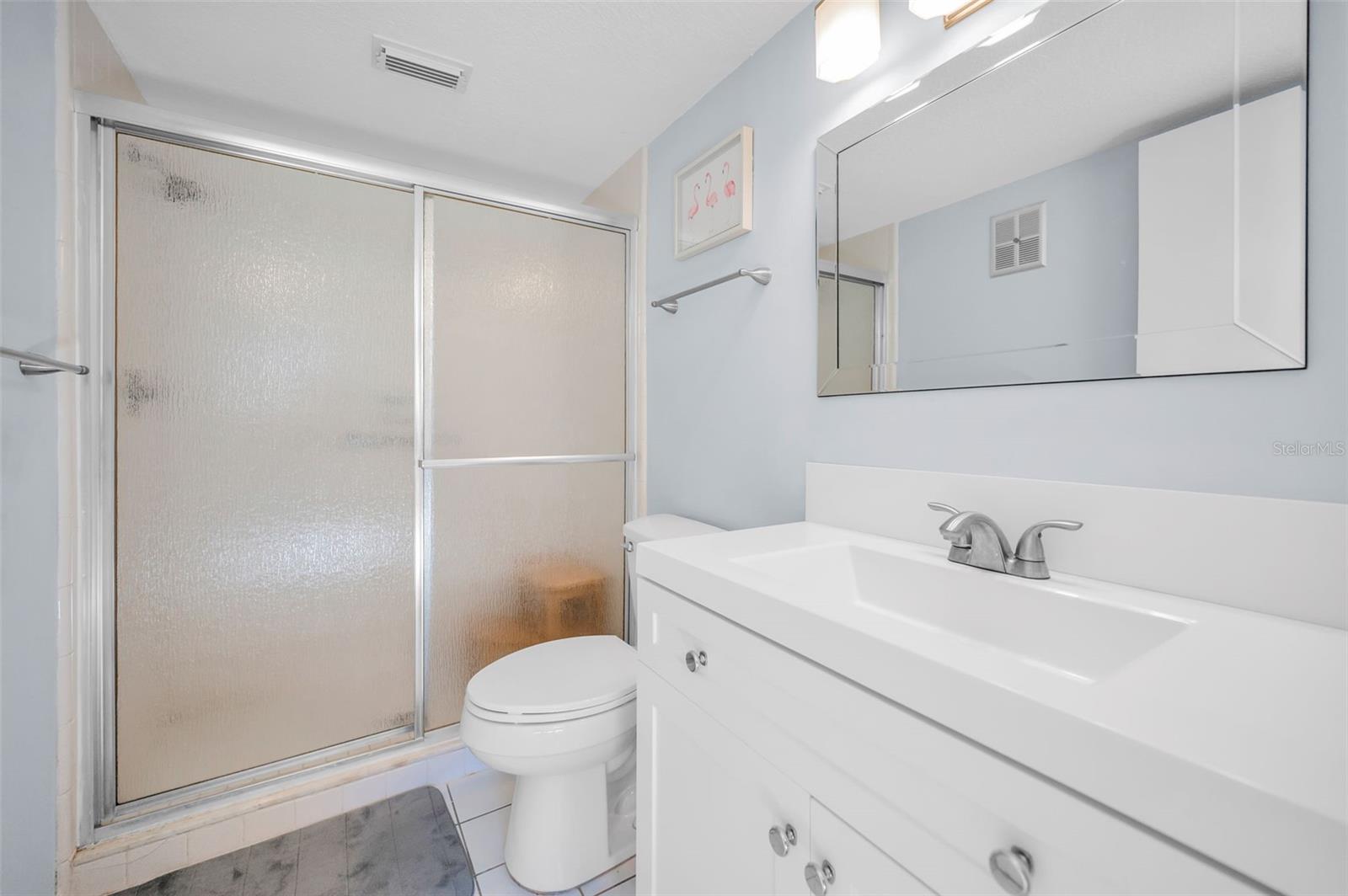 Primary en-suite bathroom with step in shower