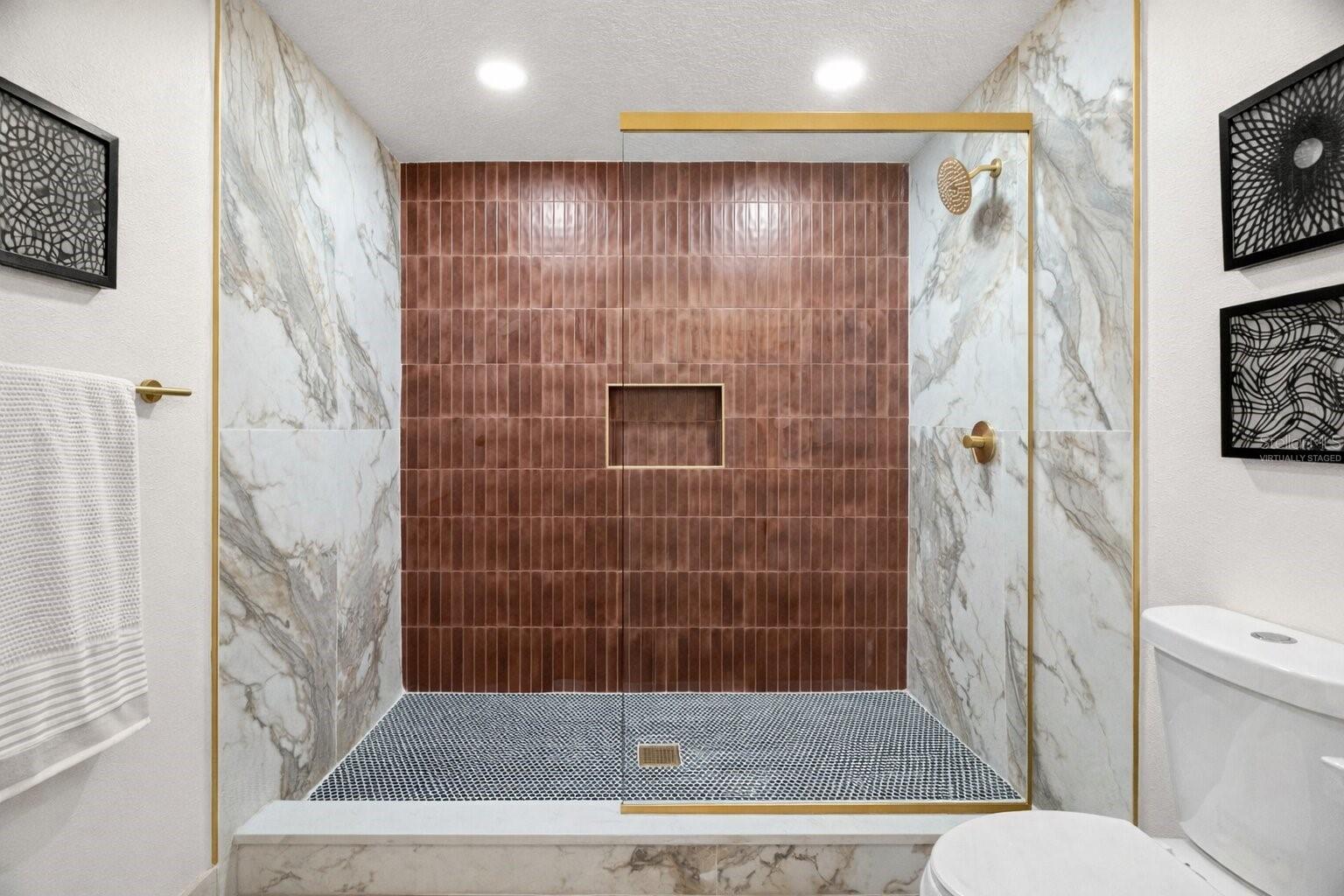 Shower Glass Virtually staged. The glass will be installed on Tuesday (March 3rd).