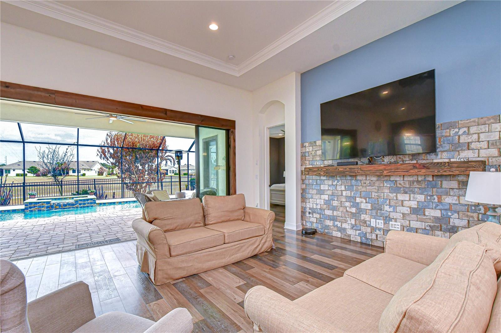 Great room has French Door sliders to lanai!