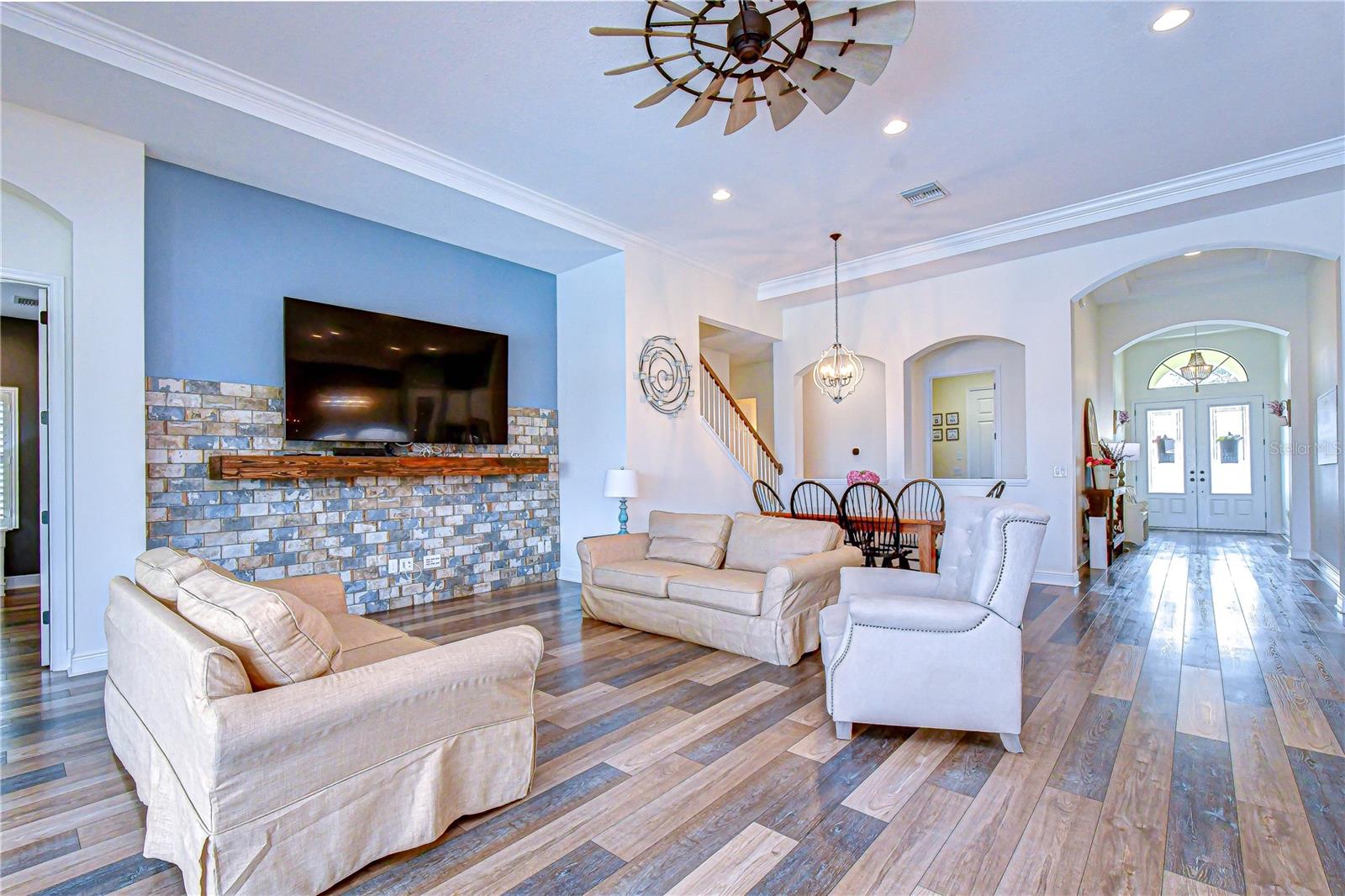 Wonderful great room was custom accent wall!