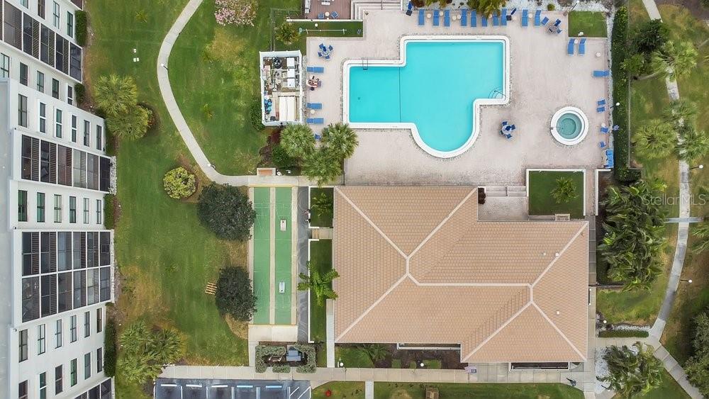 Pool area with additional seating decks