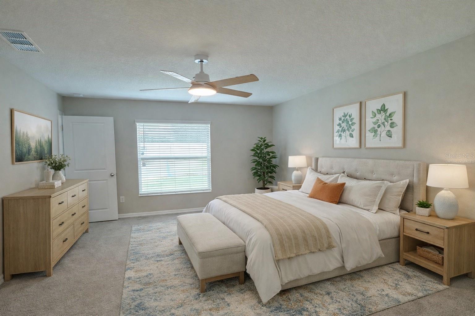 Primary bedroom virtually staged