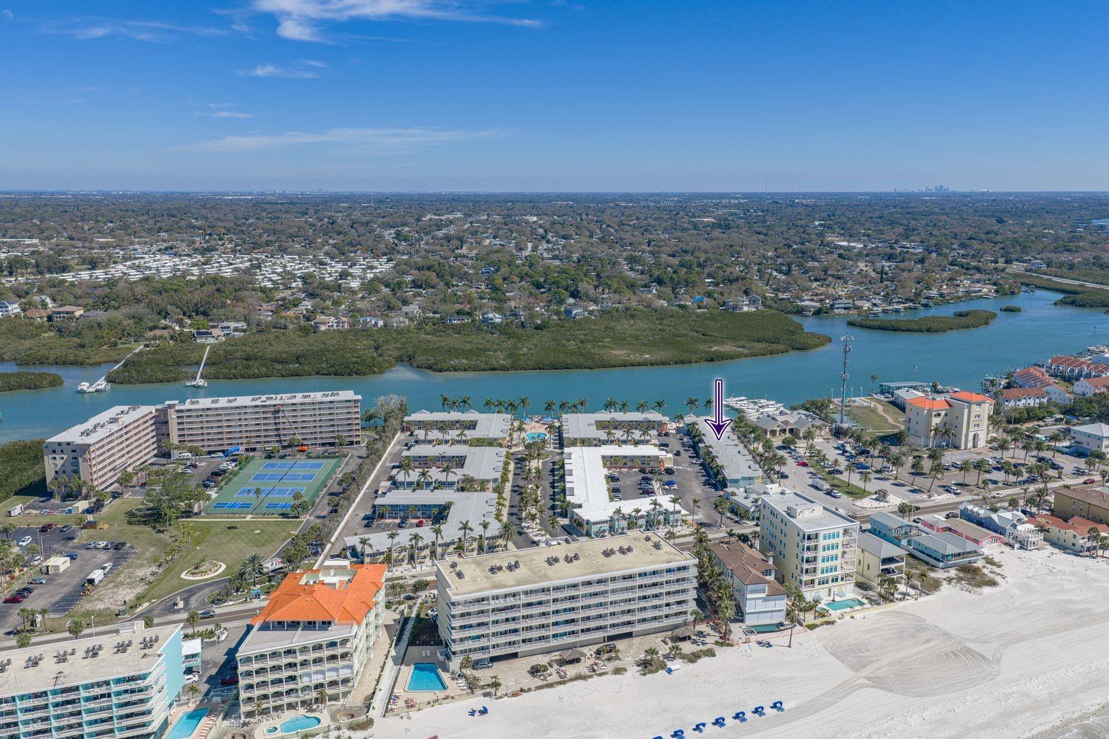Deeded path leading to the beach and downtown St Pete is visible on the horizon