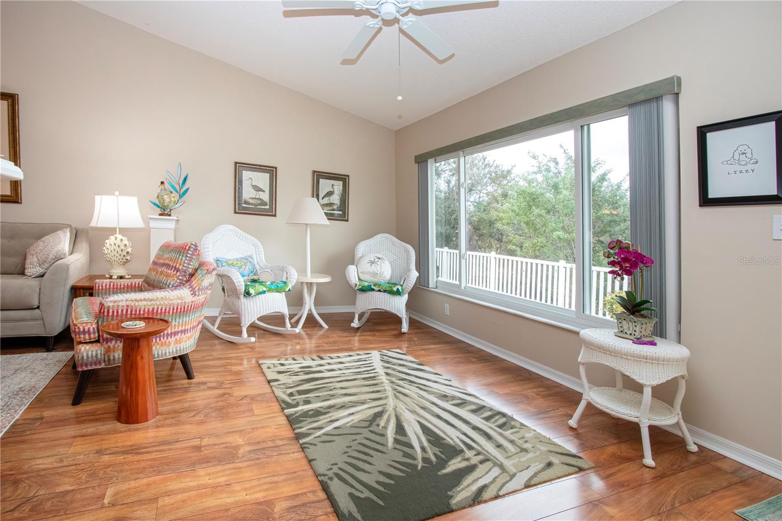 Florida Room with view to lucious backyard