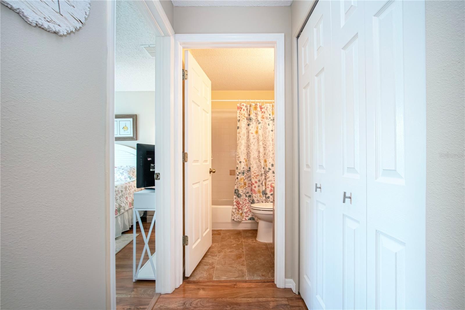 Closet and guest bathroom