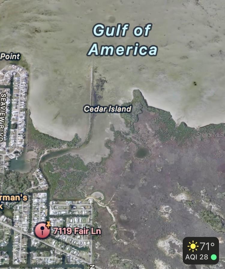 Couple minutes boat ride to Gulf of America. No bridges.