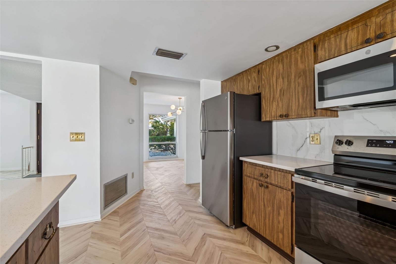 View of kitchen looking towards dining room