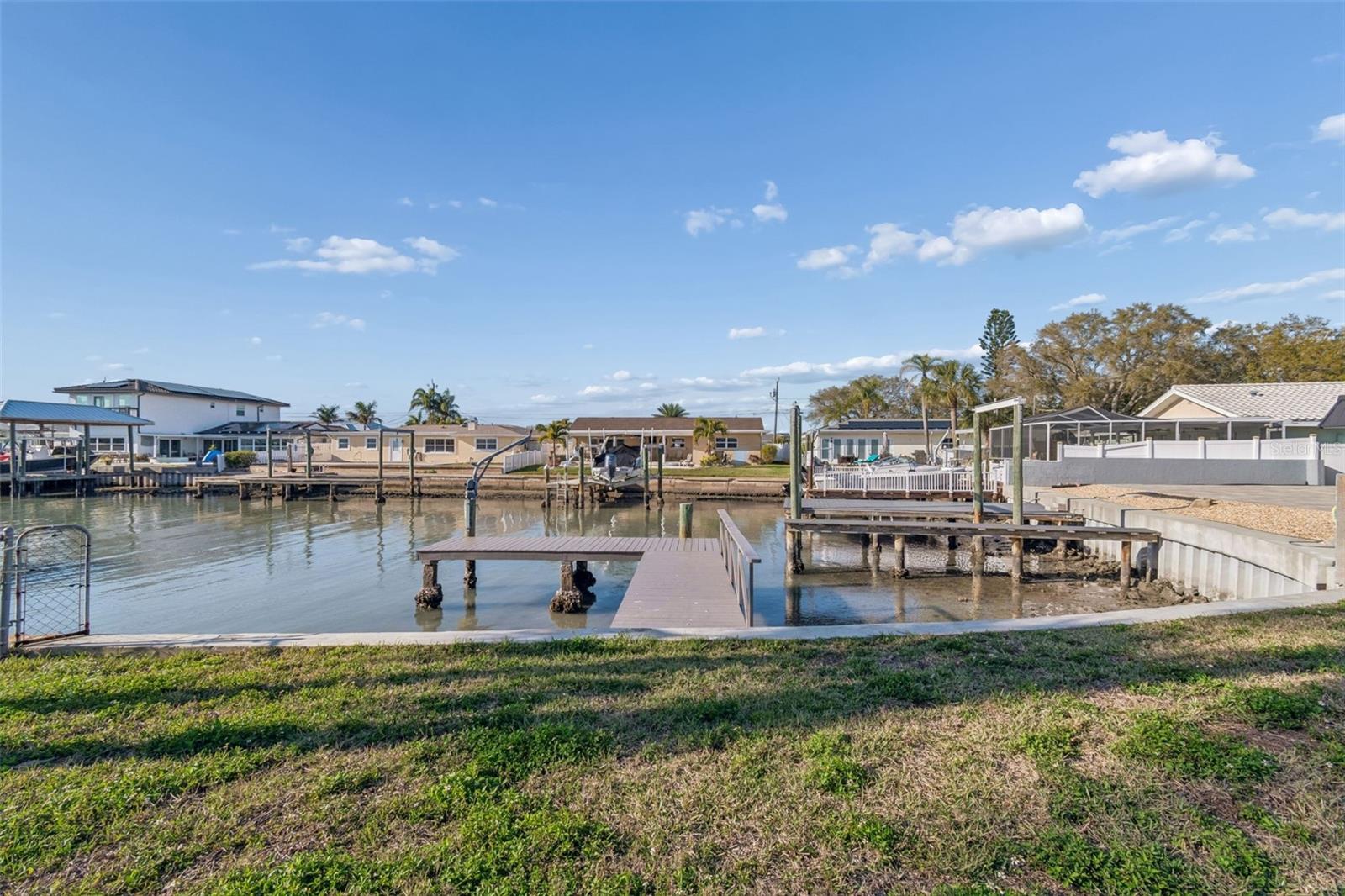 New deck top on dock with davit...