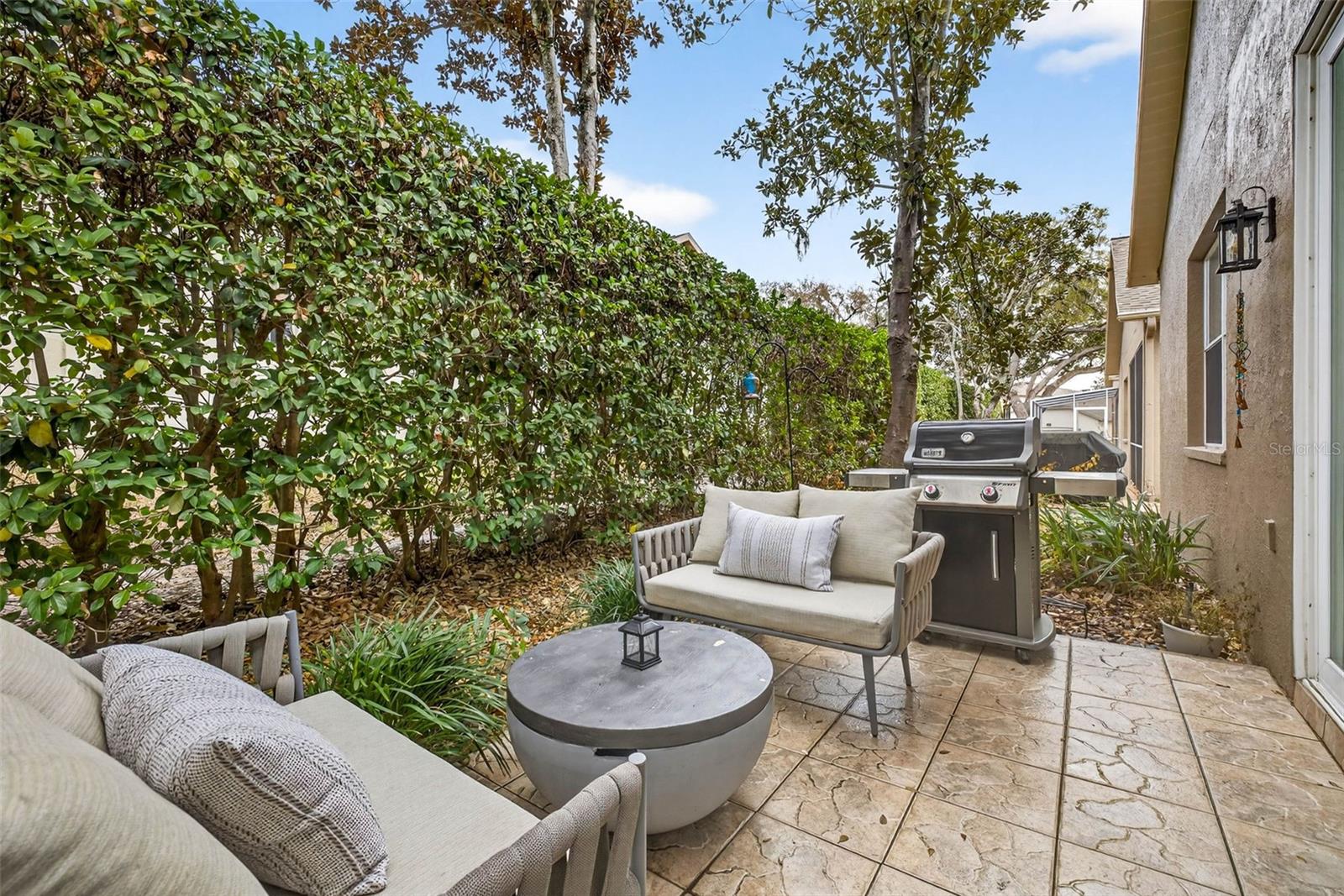 Cozy Backyard with HOA Maintained privacy hedge