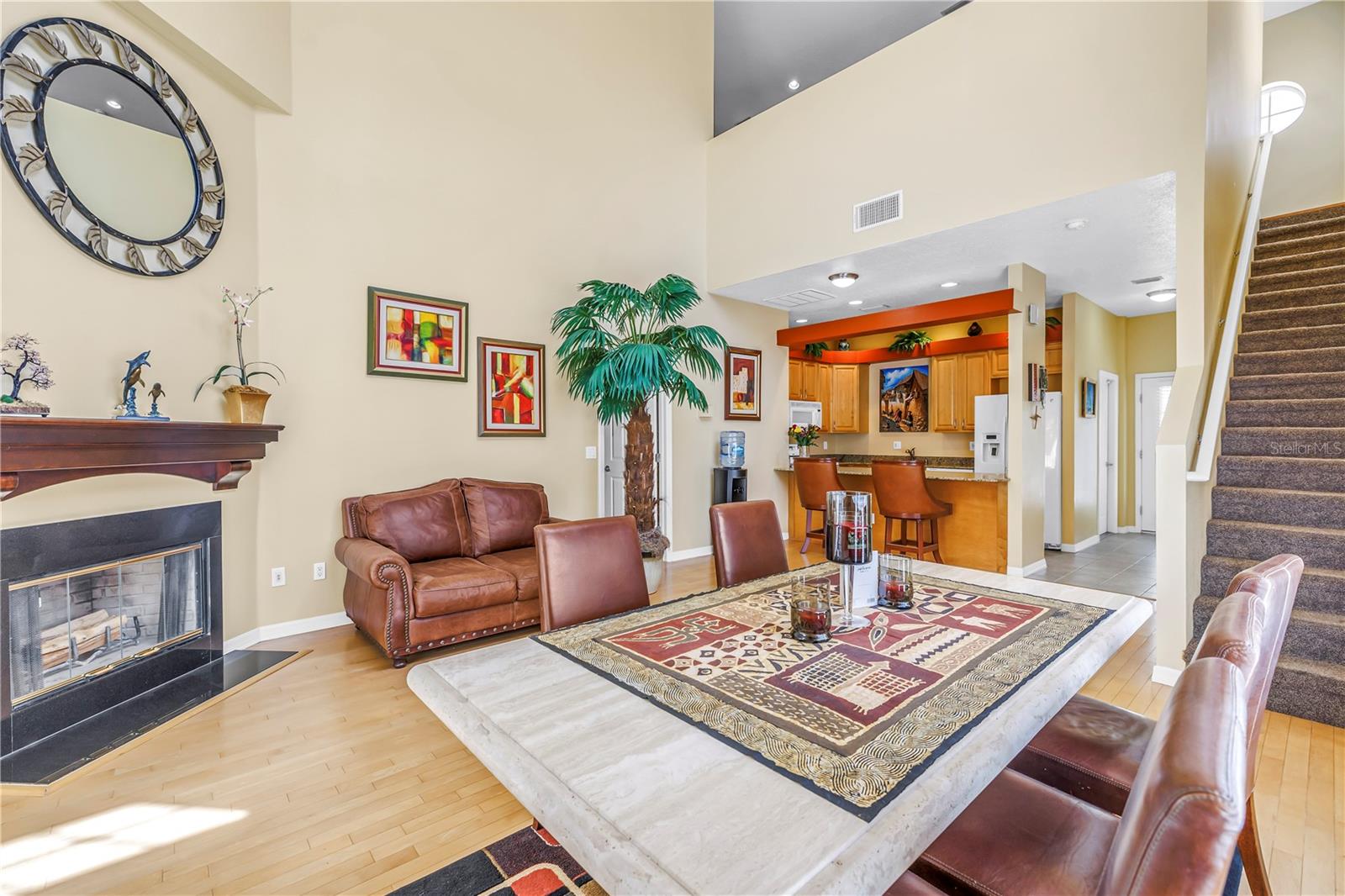 Living and dining area looking back to kitchen.