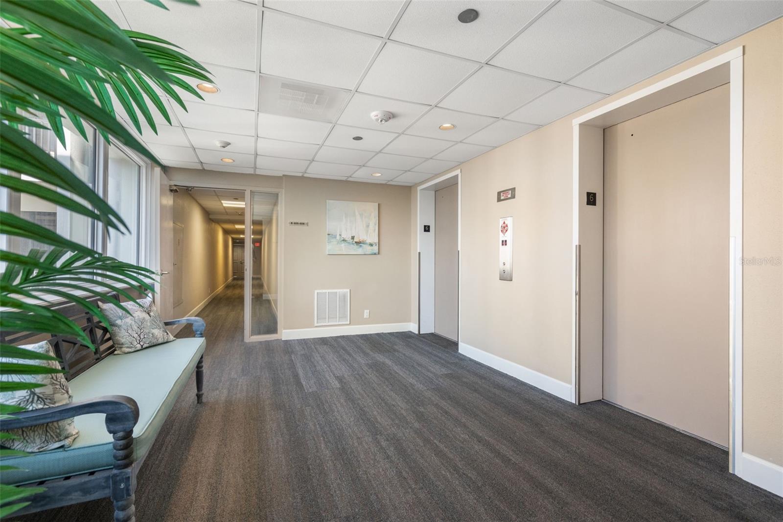 Sixth floor elevator lobby
