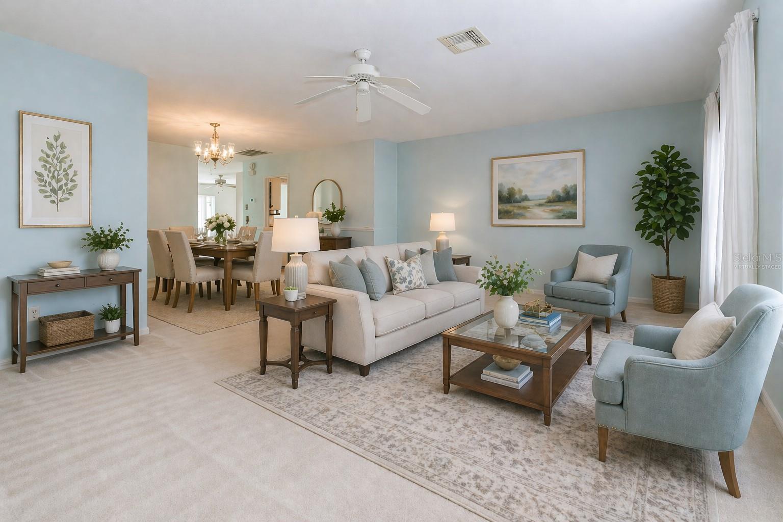 Living Room & Dining Room beyond (Virtually staged)