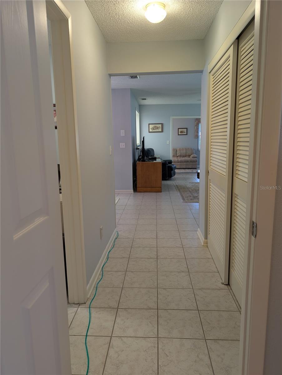 View down hallway to living area.